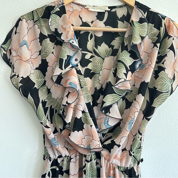 Summer Printed Floral Dress in Black, Pink and Sage - Picture 2 of 4